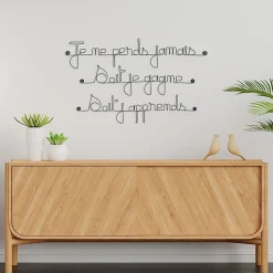 Je ne perds jamais soit je gagne soit j'apprends - Sculpture fil de fer 60-75 cm - Bijoux de mur