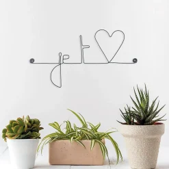 Je t'aime (aime en forme de coeur) - Sculpture fil de fer 30-40 cm - Bijoux de mur