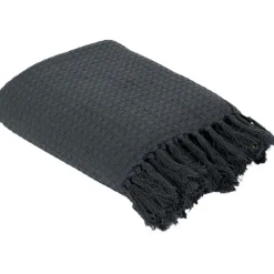Jeté de canapé en coton gaufré 170x250 cm Gris anthracite