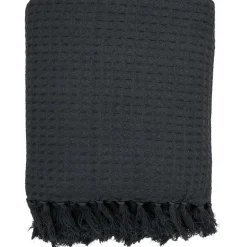 Jeté de canapé en coton gaufré 170x250 cm Gris anthracite