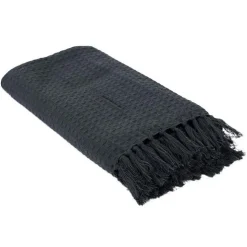 Jeté de canapé en coton gaufré 170x250 cm Gris anthracite