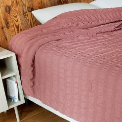 Jeté de lit - Effet Seersucker (240x250 cm - Terracotta)