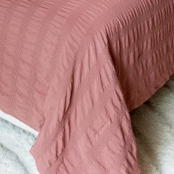 Jeté de lit - Effet Seersucker (240x250 cm - Terracotta)