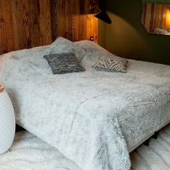 Jeté de lit Imitation Fourrure Doux (130x160 cm - Gris)