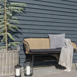 KAYLIE - Plaid 160x130cm Gris et Beige à Motifs Géométriques