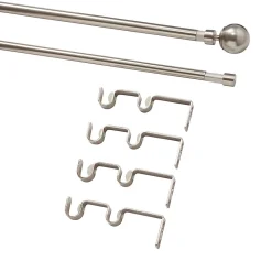 Kit de tringle à rideau double extensible embout boule Athens GoodHome 200/330 cm Ø19mm gris