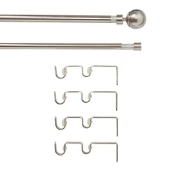 Kit de tringle à rideau double extensible embout boule Athens GoodHome, 120/210 cm, Ø16/19mm gris