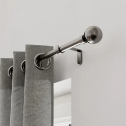 Kit de tringle à rideau double extensible embout boule Athens GoodHome, 120/210 cm, Ø16/19mm gris