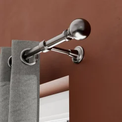 Kit de tringle à rideau double extensible embout boule Athens GoodHome, 120/210 cm, Ø16/19mm gris