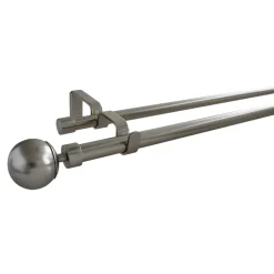 Kit de tringle à rideau double extensible embout boule Athens GoodHome, 120/210 cm, Ø16/19mm gris