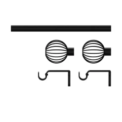 Kit de tringle à rideau extensible embout cage Araxos GoodHome 200/330 cm, Ø16/19 mm noir
