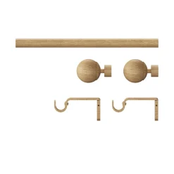 Kit de tringle à rideau extensible simple embout boule Syros effet chêne 120/210cm Ø16/19mm GoodHome