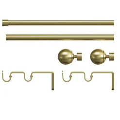 Kit de tringle à rideau extensible double embout boule Elasa effet laiton doré 120/210 cm 16/19mm GoodHome
