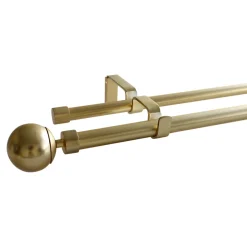Kit de tringle à rideau extensible double embout boule Elasa effet laiton doré 120/210 cm 16/19mm GoodHome