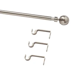 Kit de tringle à rideau extensible double embout boule Athens GoodHome 200/330 cm Ø19mm gris
