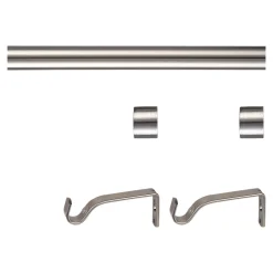 Kit de tringle à rideau extensible embout bouchon Odali 120/210 cm, Ø13/16 mm gris chromé satiné