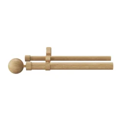 Kit de tringle à rideau extensible double embout boule Syros effet chêne 120/210 cm Ø25/28mm GoodHome