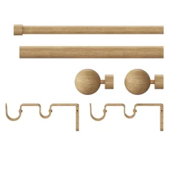 Kit de tringle à rideau extensible double embout boule Syros effet chêne 120/210 cm Ø25/28mm GoodHome
