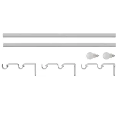 Kit de tringle à rideau extensible simple embout boule Anafi métal blanc 120/210cm Ø25/28mm GoodHome
