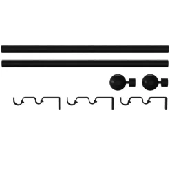 Kit de tringle à rideau extensible double embout boule Araxos métal noir 120/210 cm Ø25/28mm GoodHome