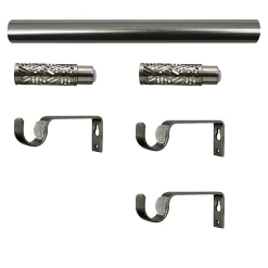 Kit de tringle à rideau extensible embout bouchon Athens GoodHome 200/330 cm, Ø16/19mm gris