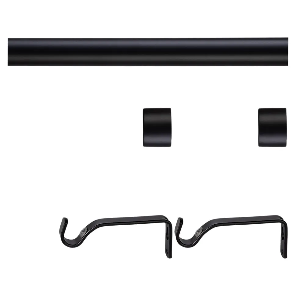 Kit de tringle à rideau extensible embout bouchon Odali 120/210 cm, Ø13/16 mm noir mat