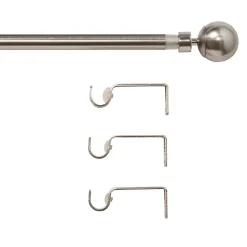 Kit de tringle à rideau extensible embout boule Athens GoodHome 120/210 cm, Ø19 mm gris