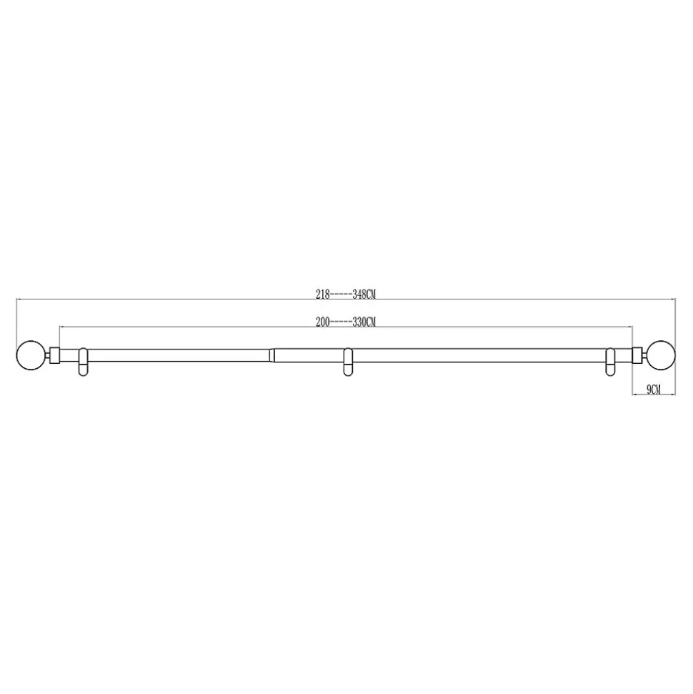 Kit de tringle à rideau extensible simple embout boule Syros effet chêne 200/330cm Ø25/28mm GoodHome