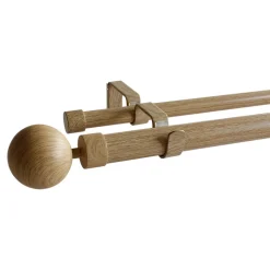 Kit de tringle à rideau extensible double embout boule Syros effet chêne 200/330 cm Ø25/28mm GoodHome