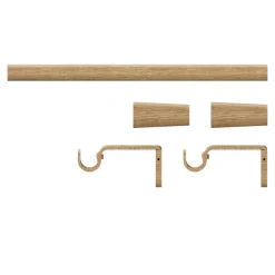 Kit de tringle à rideau extensible simple embout cône Syros effet chêne 120/210cm Ø16/19mm GoodHome