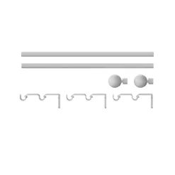 Kit de tringle à rideau extensible double embout boule Anafi métal blanc 120/210cm Ø16/19mm GoodHome