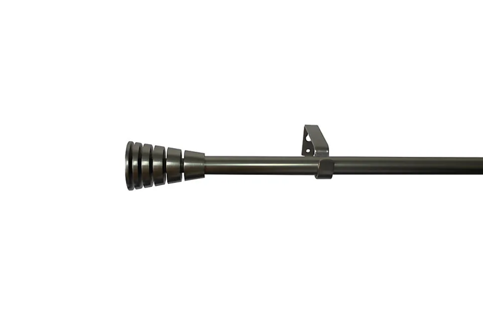 Kit de tringle à rideau extensible embout cône strié Athens GoodHome 120/210 cm, Ø16/19 mm gris
