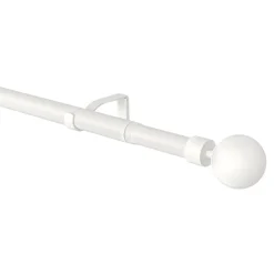 Kit de tringle à rideau extensible simple embout boule Anafi métal blanc 200/330cm Ø25/28mm GoodHome
