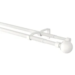 Kit de tringle à rideau extensible double embout boule Anafi métal blanc 120/210cm Ø16/19mm GoodHome