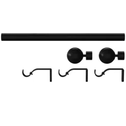 Kit de tringle à rideau extensible embout boule Araxos GoodHome 120/210 cm, Ø25/28mm noir