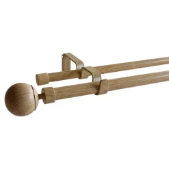 Kit de tringle à rideau extensible double embout boule Syros effet chêne 200/330 cm Ø16/19mm GoodHome