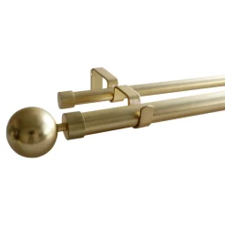 Kit de tringle à rideau extensible double embout boule Elasa effet laiton doré 120/210 cm Ø25/28mm GoodHome