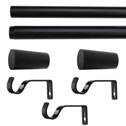 Kit de tringle à rideau extensible embout cône Araxos GoodHome 120/210 cm, Ø25/28mm noir