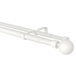 Kit de tringle à rideau extensible double embout boule Anafi métal blanc 120/210cm Ø25/28mm GoodHome