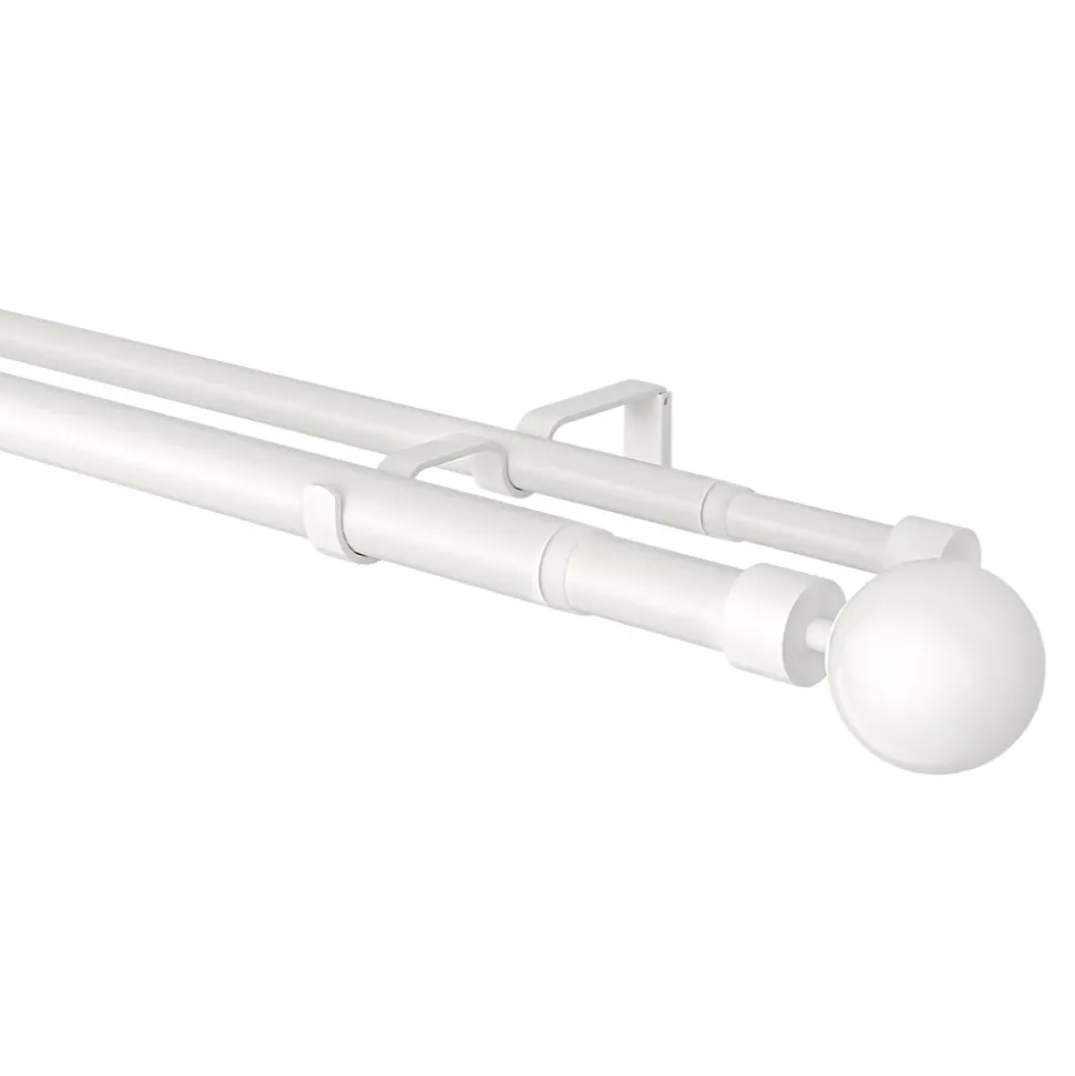 Kit de tringle à rideau extensible double embout boule Anafi métal blanc 120/210cm Ø25/28mm GoodHome