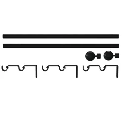 Kit de tringle à rideau extensible embout boule Araxos GoodHome 200/330 cm, Ø25/28mm noir