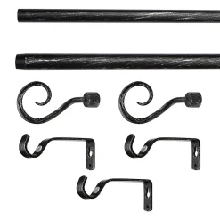 Kit de tringle à rideau GoodHome extensible 120/210cm, ⌀16/19mm noir