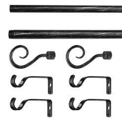 Kit de tringle à rideau GoodHome extensible 200/330cm, ⌀16/19mm noir