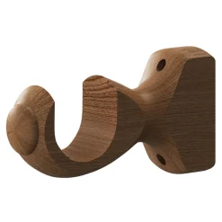 Kit de tringle à rideau simple embout boule bois de hêtre marron L.200cm