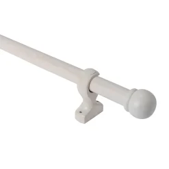 Kit de tringle à rideau simple embout boule blanc mat L.150 cm