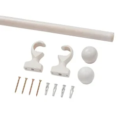 Kit de tringle à rideau simple embout boule blanc mat L.150 cm