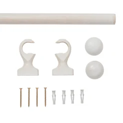 Kit de tringle à rideau simple embout boule blanc mat L.150 cm