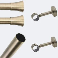 Kit de tringle à rideaux Bronze 200cm Diam.28mm Embout Pommeau - Fixation Mur - Boulet