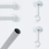Kit de tringle à rideaux Blanc 150cm Diam.20mm Embout Boule - Fixation Mur - Boulet