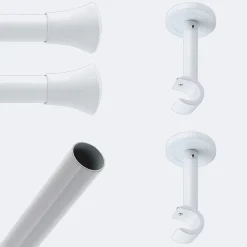 Kit de tringle à rideaux Blanc 200cm Diam.20mm Embout Pommeau - Fixation Mur - Boulet